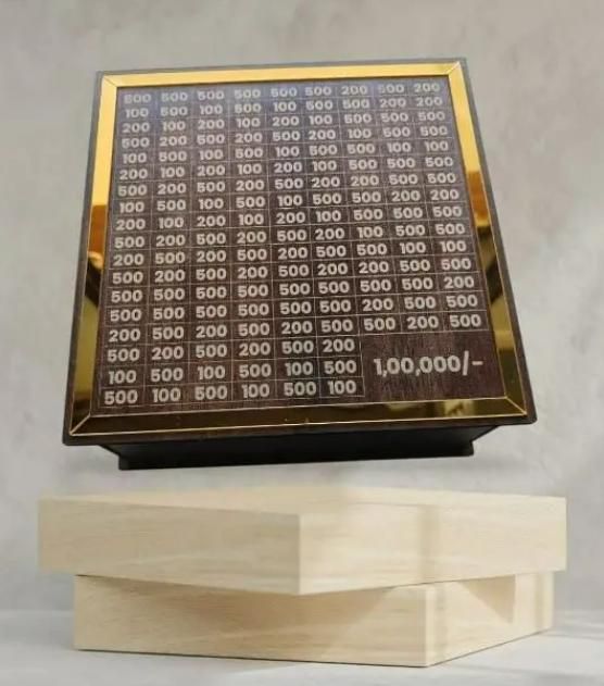 1 Lakh Savings Challenge Box – Wooden Piggy Bank for Kids & Adults