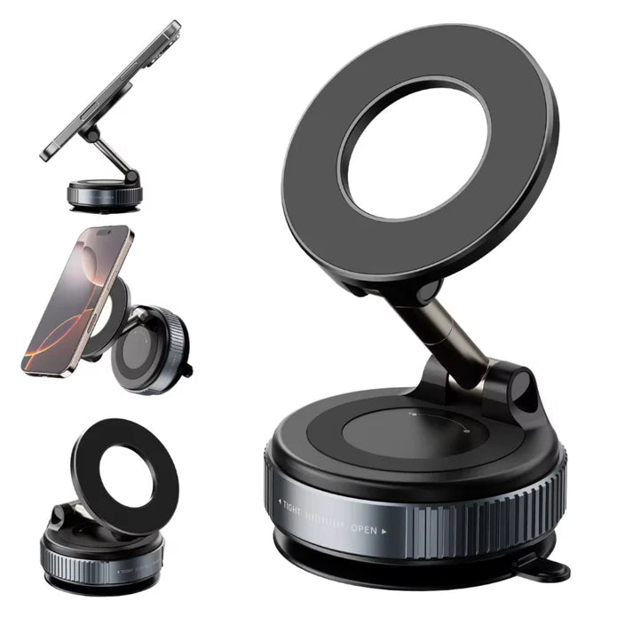 Magnetic Suction Phone Holder – 360° Rotating Stand for Car, Desk, Kitchen & Gym