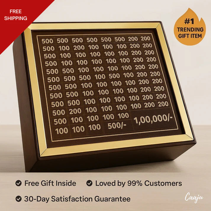 1 Lakh Savings Challenge Box – Wooden Piggy Bank for Kids & Adults