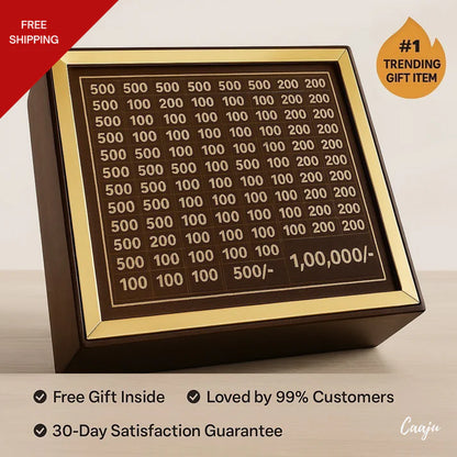 1 Lakh Savings Challenge Box – Wooden Piggy Bank for Kids & Adults