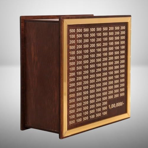 1 Lakh Savings Challenge Box – Wooden Piggy Bank for Kids & Adults