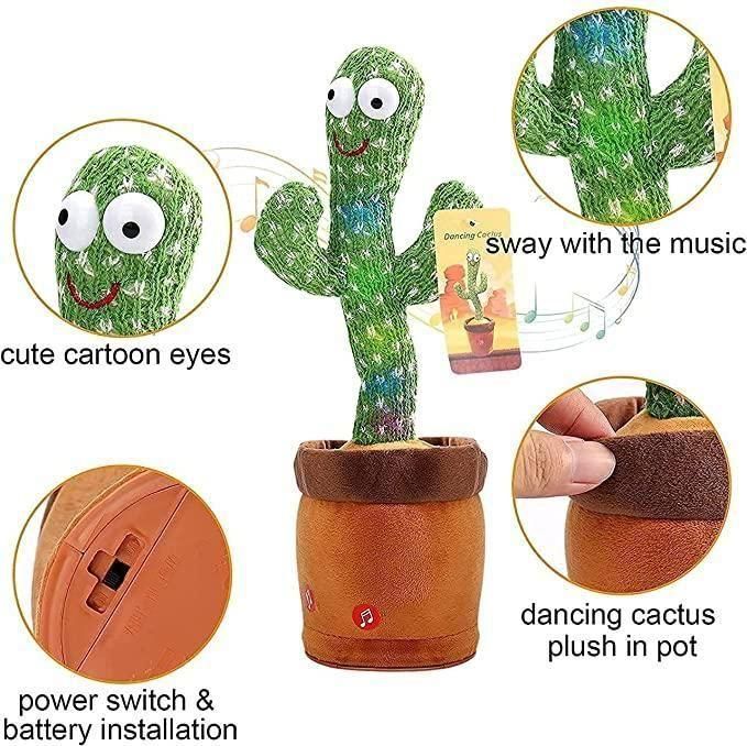 Interactive LED Cactus Toy – Dancing, Singing, and Talking Plush for Children