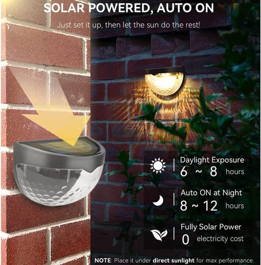 "Solar Powered LED Fence Lights – Pack of 4, Waterproof Outdoor Garden & Wall Lighting"