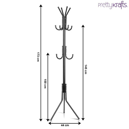6-Hook Wrought Iron Coat Rack Stand with Shelf for Home