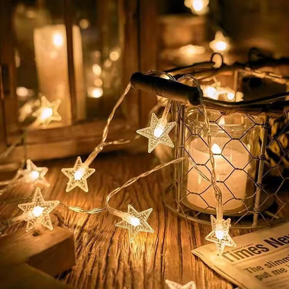 16 LED Star Fairy Lights – Warm White, 3M Decorative String for Home & Festivals