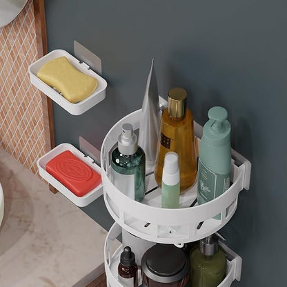 Wall-Mounted Bathroom Shelves with Hooks – Pack of 2