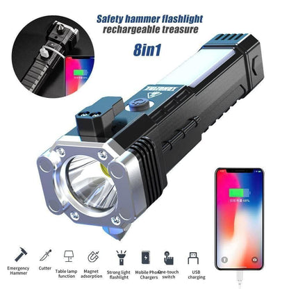 Portable Rechargeable LED Torch – 4-in-1 Emergency Flashlight