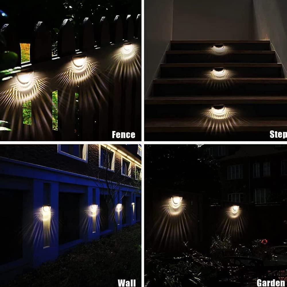 "Solar Powered LED Fence Lights – Pack of 4, Waterproof Outdoor Garden & Wall Lighting"