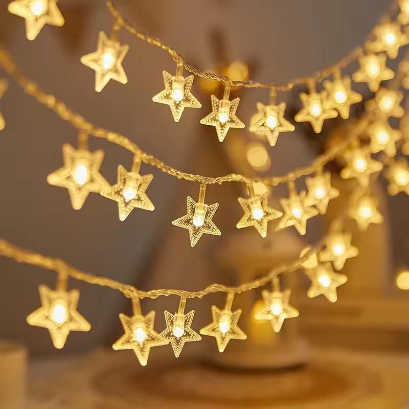 16 LED Star Fairy Lights – Warm White, 3M Decorative String for Home & Festivals