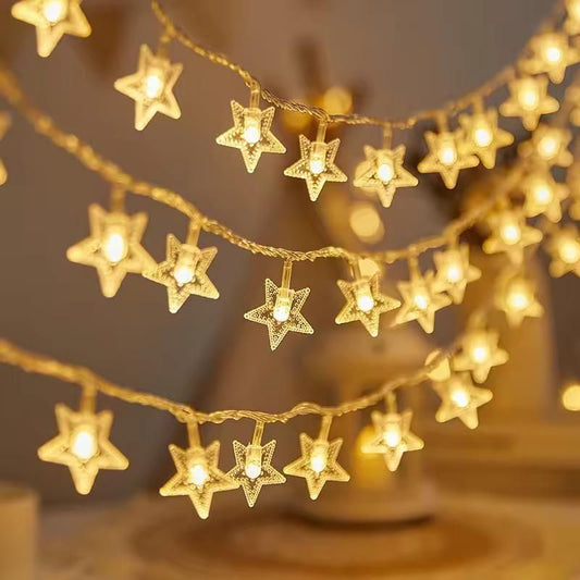 16 LED Star Fairy Lights – Warm White, 3M Decorative String for Home & Festivals