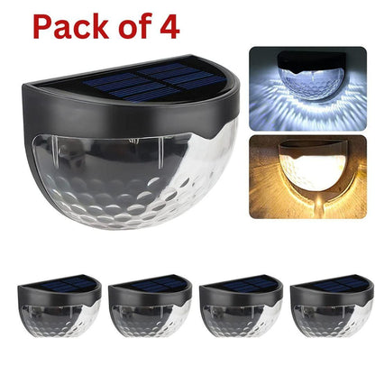 "Solar Powered LED Fence Lights – Pack of 4, Waterproof Outdoor Garden & Wall Lighting"