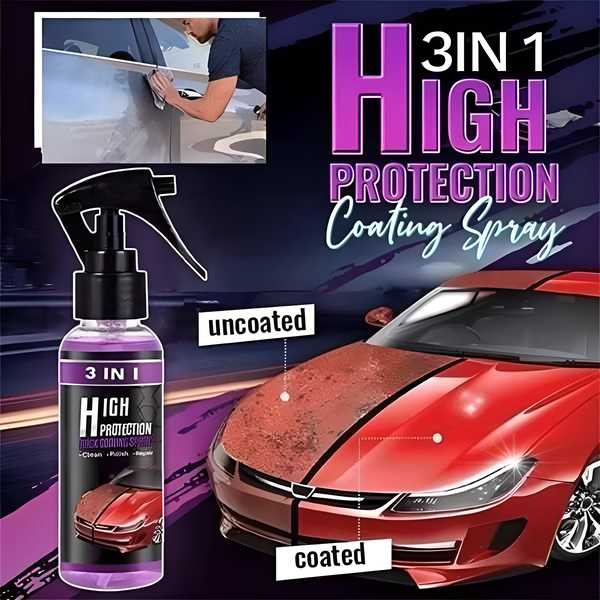 Protective Coating Spray for Cars, Bikes, & Home – 3 in 1 Formula (Pack of 2)