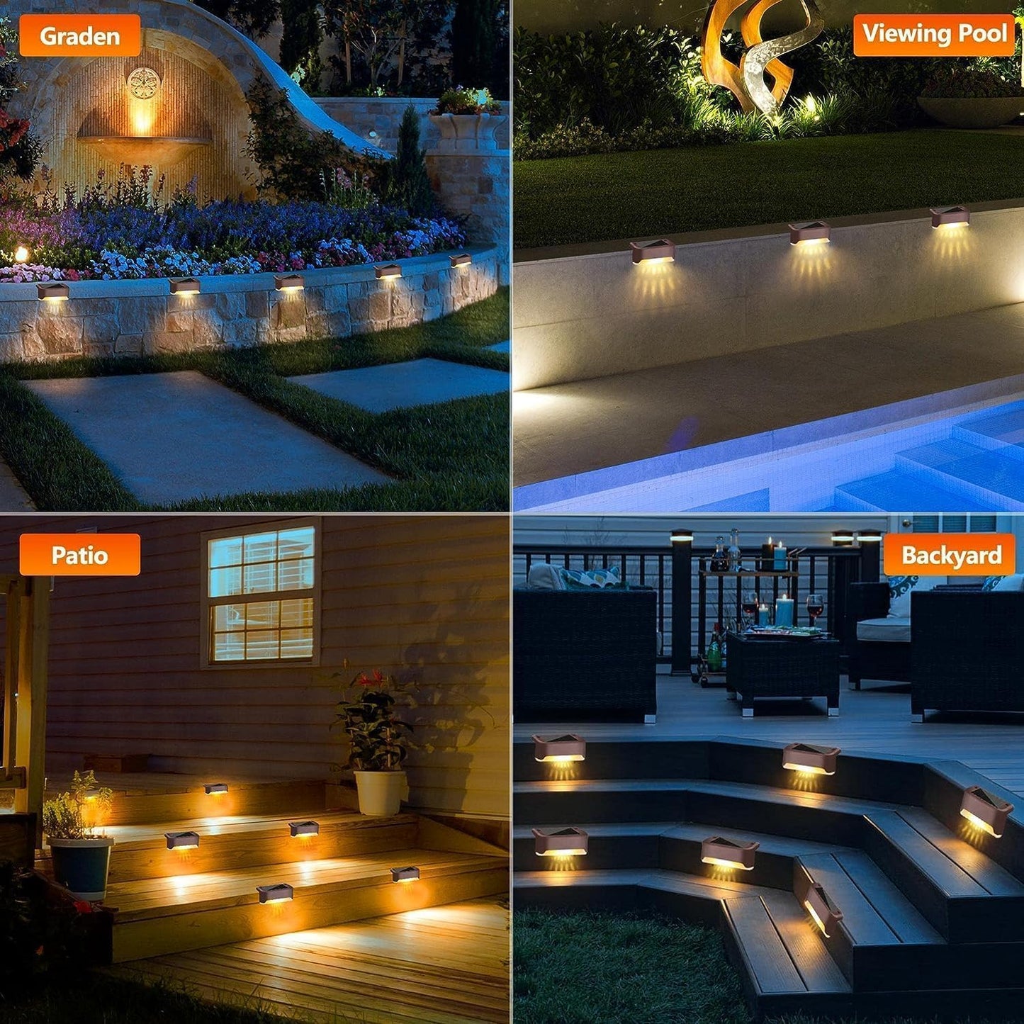 Solar Deck Lights Outdoor – Pack of 8 | Waterproof LED Pathway & Fence Lighting