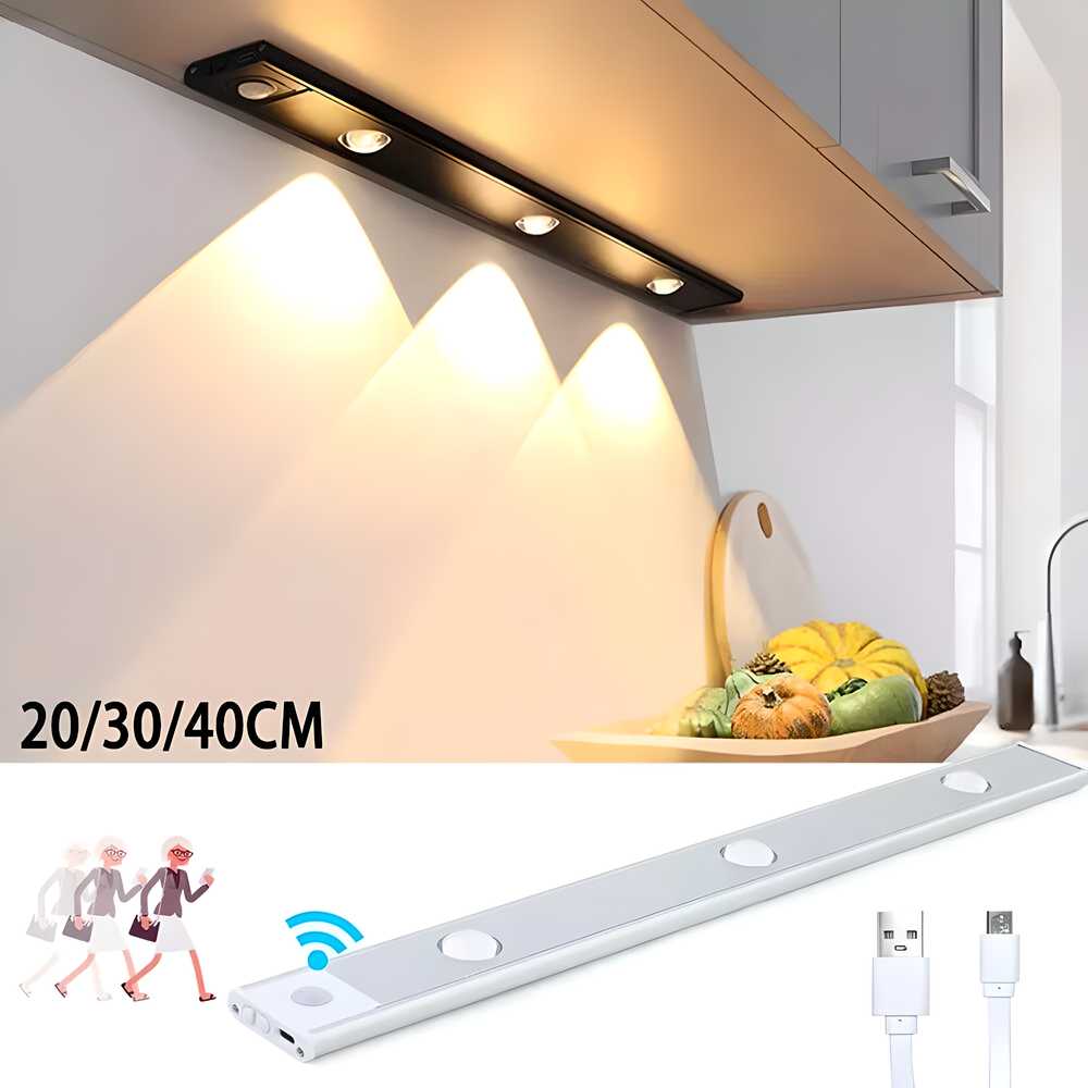 Wireless LED Cabinet Light with Motion Sensor – USB Charging, Stick-On