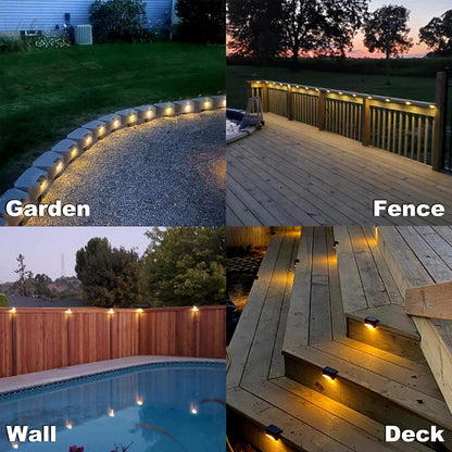 Solar Deck Lights Outdoor – Pack of 8 | Waterproof LED Pathway & Fence Lighting