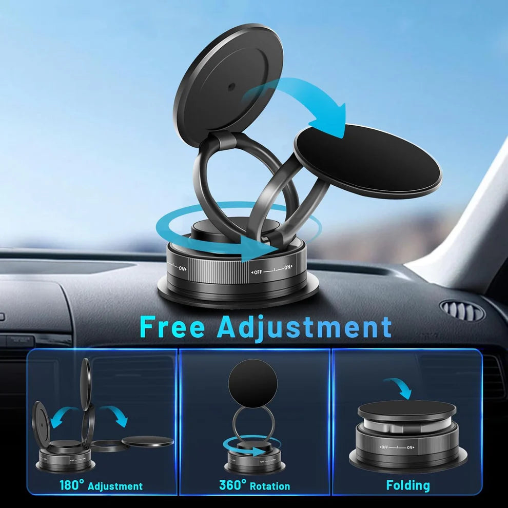 Magnetic Suction Phone Holder – 360° Rotating Stand for Car, Desk, Kitchen & Gym