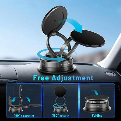 Magnetic Suction Phone Holder – 360° Rotating Stand for Car, Desk, Kitchen & Gym